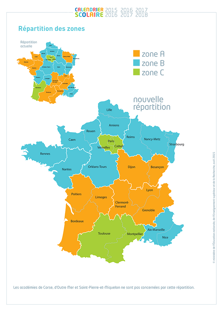 projet de calendrier scolaire visuel carte repartition zones